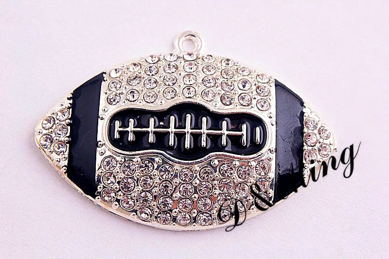 

Kwoi Vita !! 10pcs/lot 50*30mm chunky clear rhinestone football pendants for jewelry making