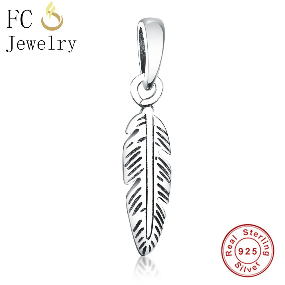 

FC Jewelry Fit Original Pandora Charms Bracelet Bangle Authentic 925 Silver Feather Beads Pendant for DIY Making Father Berloque