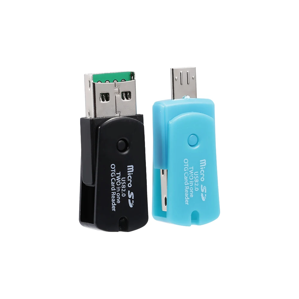 Micro USB 2 в 1 OTG кард-ридер Поддержка TF карты рекордер Телефон хранения карт вращающийся кард-ридер(черный