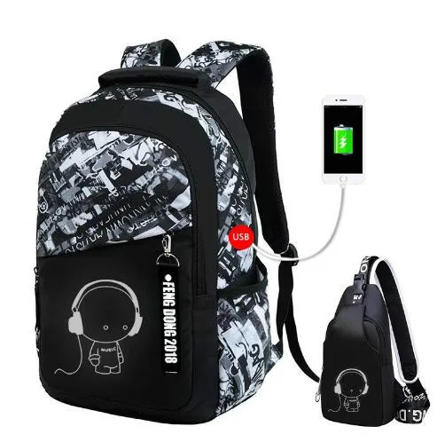 

IPCCM Boys School Bags Letters Waterproof Large Backpack For Teenagers High School Backpack For Boy Student Casual Travel Bag