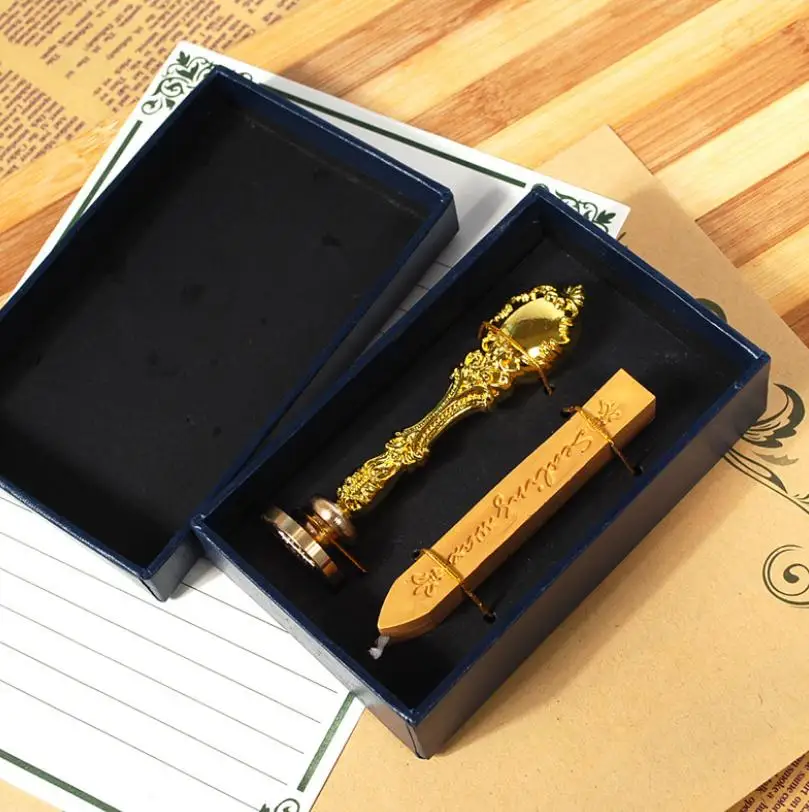 

Customized Wax Stamp in gift Box with wax,Retro Style Sealing Wax Stamp set,Deluxe Gift set 26 alphets,custom your logo