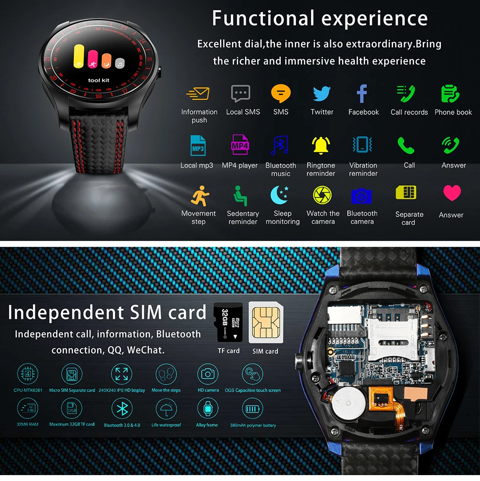 DIGOOR V10 Smart Watch Men women Pedometer Support SIM TF Card camera Heart Rate Smartwatch watch phone For Android PK Q18 DZ09 T8 (4)