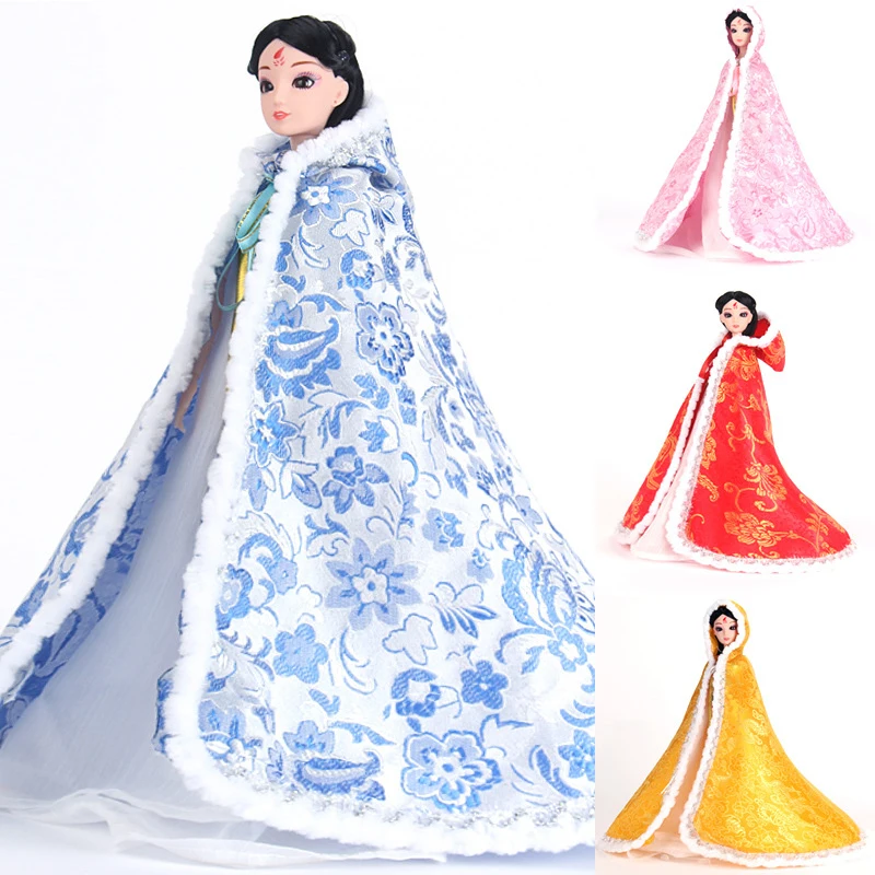 

1/6 Retro Cloak For 30cm Dolls Chinese Style Coat Winter Cloak Ancient Embroidered Clothes DIY Doll Accessories