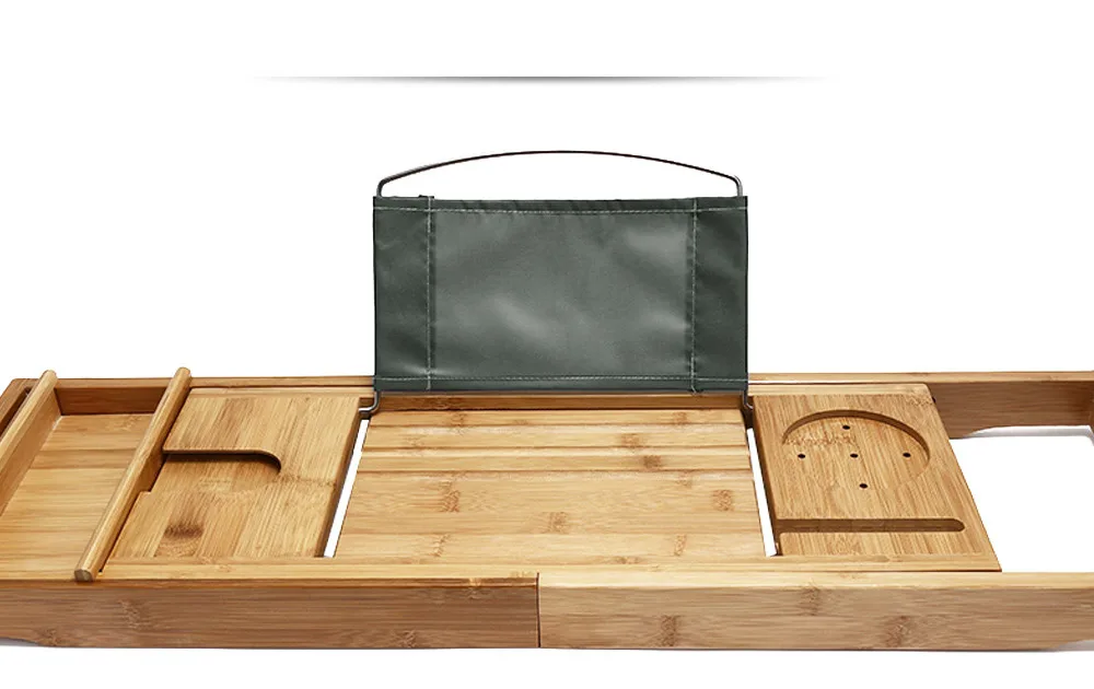 100% Natural Bamboo Bathtub Caddy Tray Organizer Extendable Bathroom Storage Stand Bath Tray Book Pad Phone Holder Shelf 12