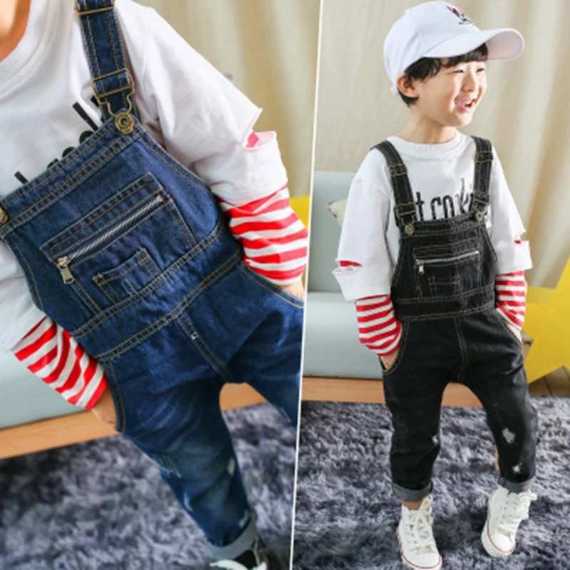 Baby Boys and childrens overalls jeans Pants clothes In the spring and autumn Stylish and simple Ripped jeans Pure color kids jeans Clothing (10)