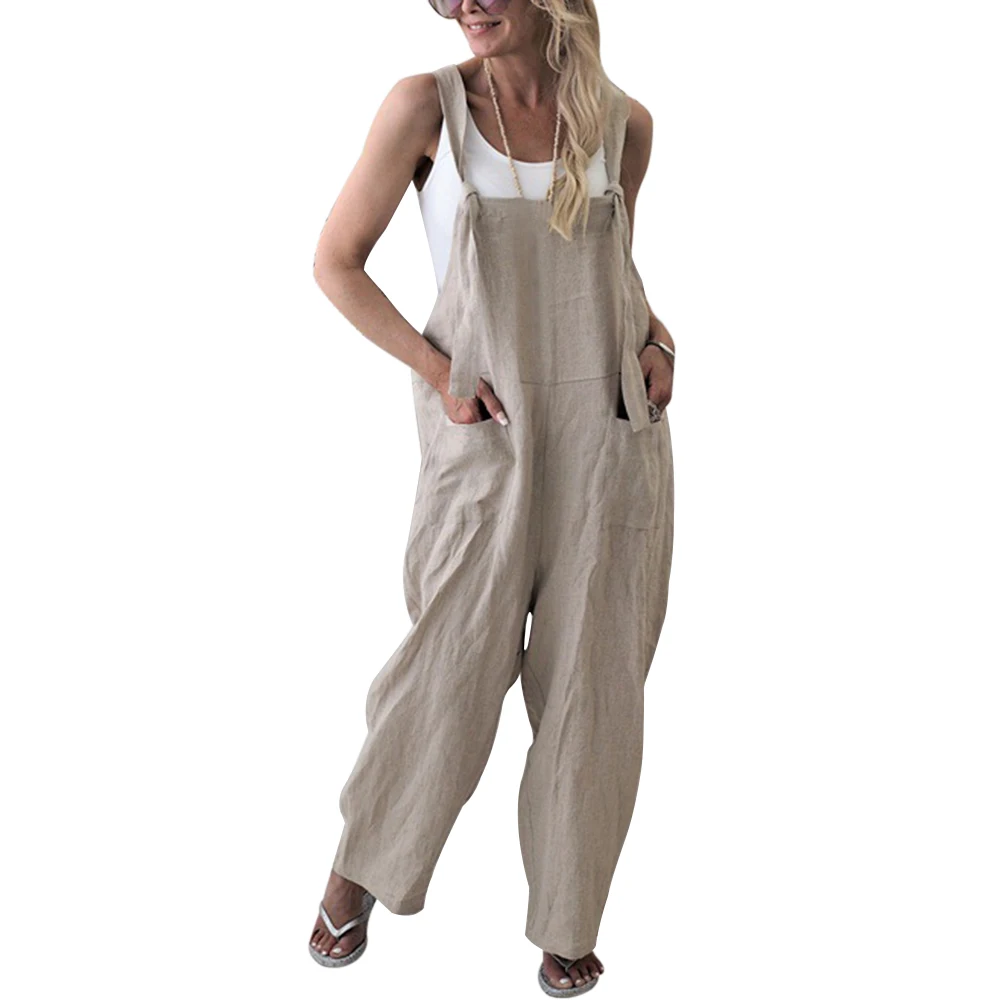 LITTHING 2019 Fashion Women Solid Dungarees Jumpsuit