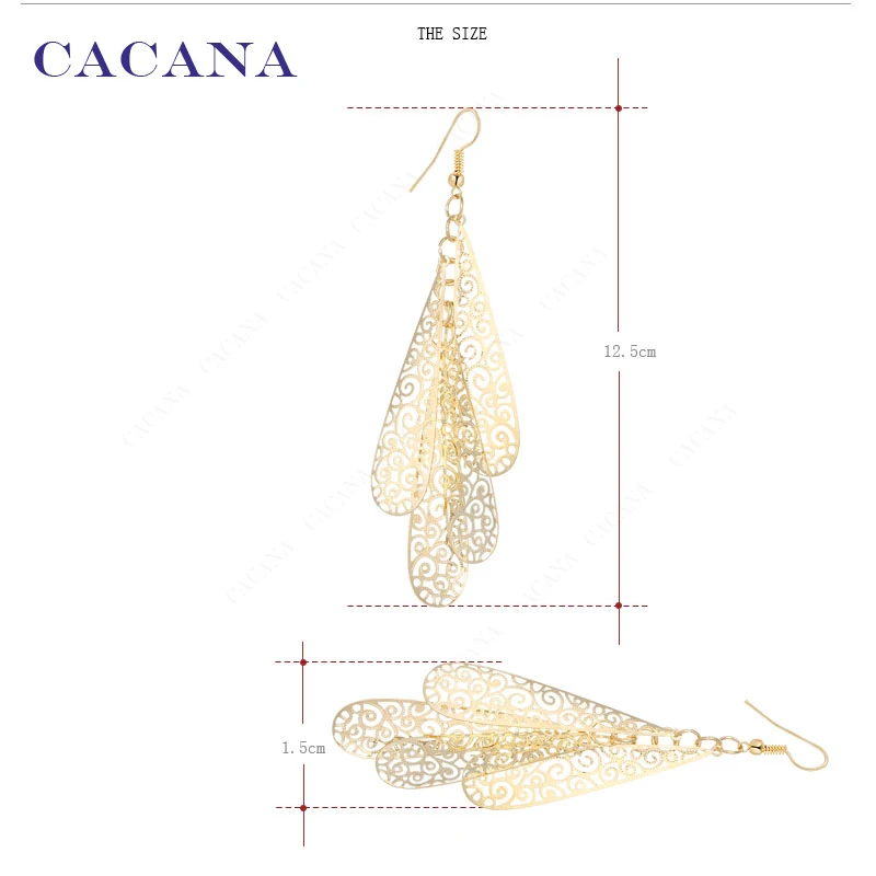 CACANA Dangle Long Earrings For Women Hollow Slim Line Pattern Bijouterie Hot Sale No.A600 A601