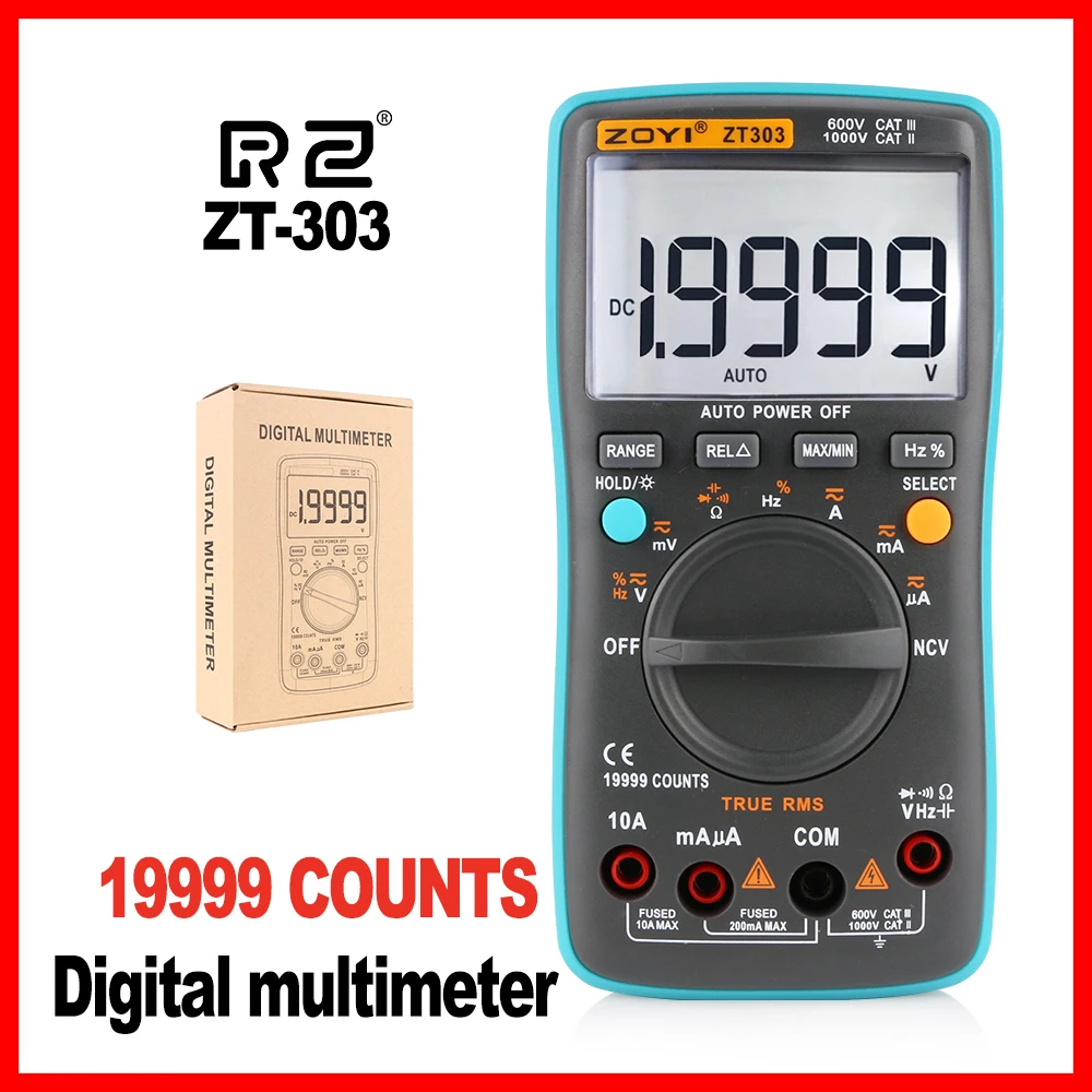 

High Quality Professional Industrial LCD Digital Multimeter Backlight high-accuracy Multimeter ZT303