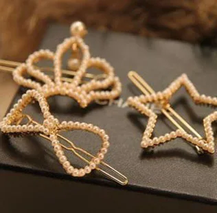 

Fashion new Geometric pearl Rhinestone Hair Clips Girls Women Lady Metal Crystal Hairpins Hair Accessories Barrettes