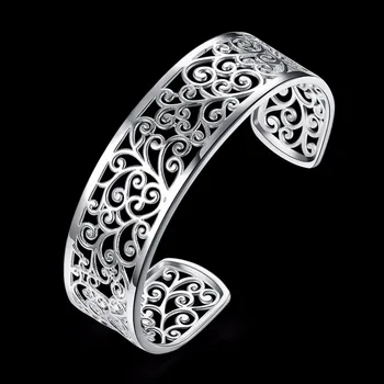 

Wide retro charms 2017 new Jewelry lovely girls bracelets bangles 925 solid silver plated gift box Free Pulseira de Prata