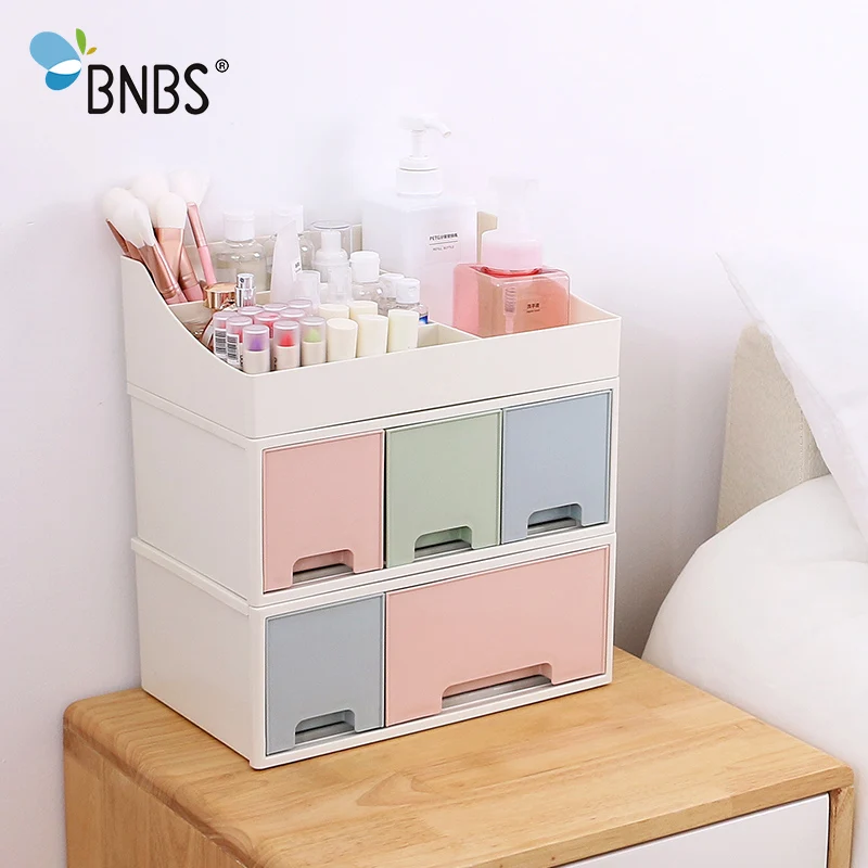 BNBS 1 قطع للدمج مسمار البولندية أحمر الشفاه صندوق تخزين ماكياج المنظم التجميل مجوهرات حالة درج سطح المكتب أشتات الحاويات