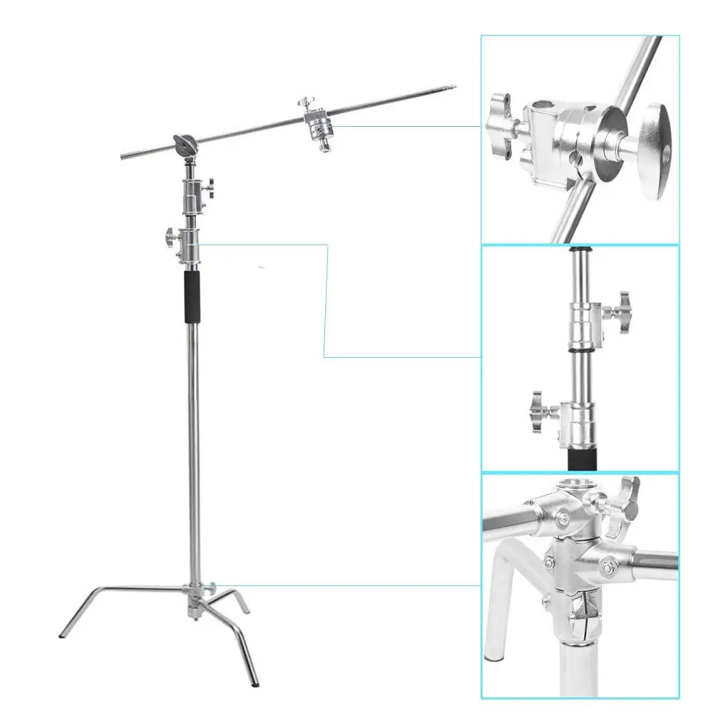  Multi-function Photography Studio Heavy Lighting Century C Stand with Folding Legs Grip Head and Ar