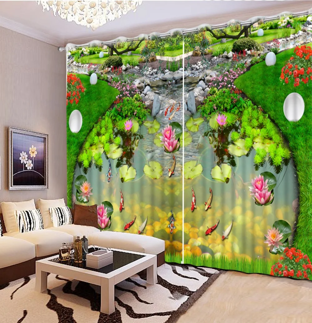 Idyllic landscape 3d curtains window curtains long curtain for the