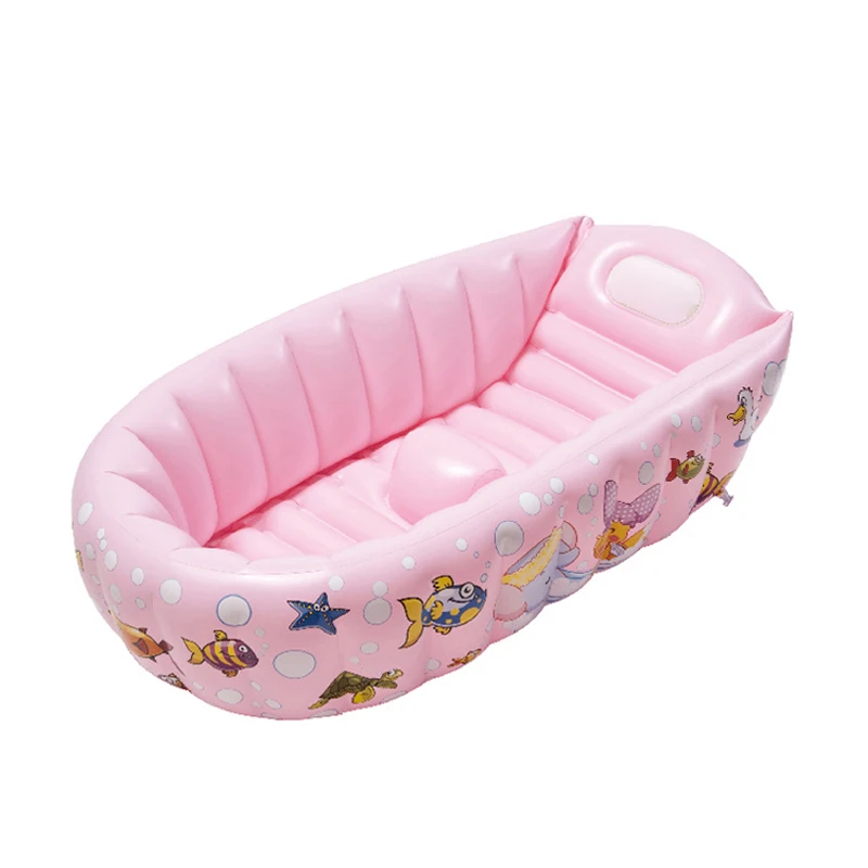 Plastic Baby Tub Swimming Pool +Air Pump Portable Bathtub Inflatable Bath Tub Child Tub Shower Cushion Keep Warm Folding Bathtub