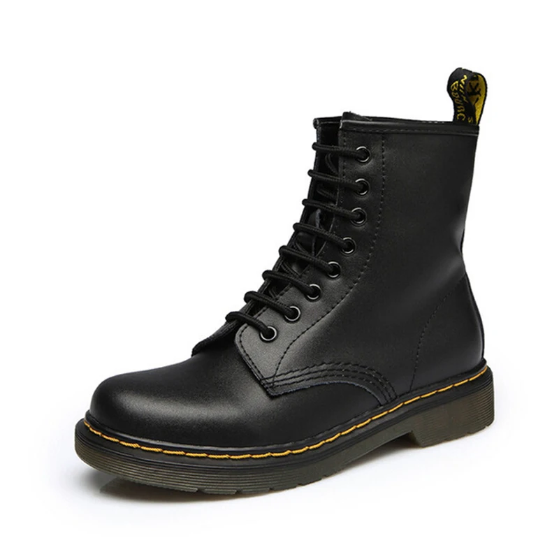 

2019 High quality split Leather Men Boots Dr Martin Boots shoes High Top Motorcycle Autumn Winter shoes man snow Boots KH-W3