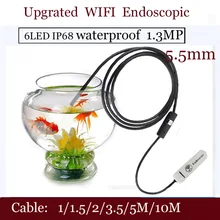 Shina Upgrated wifi эндоскоп 5,5 мм USB Водонепроницаемый Бороскоп Инспекционная камера 6 светодиодный для Android или IOS телефона 1 м/1,5 м/2 м/3,5 м/5 м