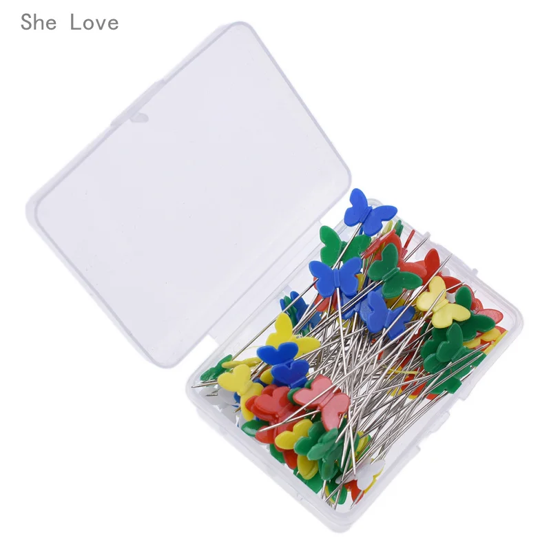 

She Love 100Pcs Patchwork Pins Sewing Pin With Box DIY Sewing Needle Pins Quilting Tool Sewing Accessories