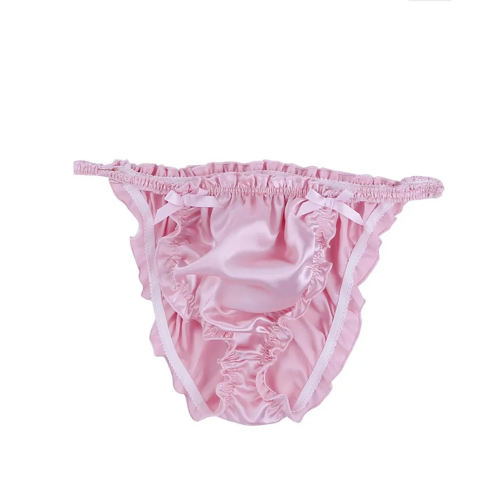 Мужские трусы с рюшами Sissy блестящий комплект нижнего белья для геев бюстгальтер