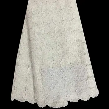 

Free Shipping White Color Stones Lace Fabric High Quality Fashion African French Tulle Net Lace Fabric 5yards For Dress Sewing