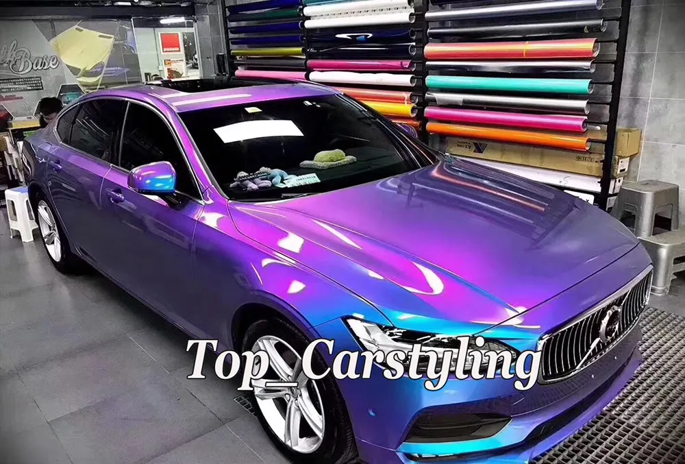 gloss candy rainbow shift vinyl wrappping foil car styling  blue to purple  (5)