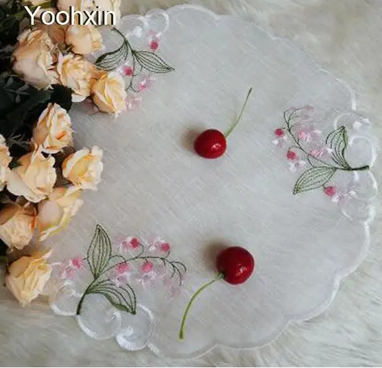 

HOT lace embroidery table place mat cloth placemat pot Cup mug holder round tea coaster dining doily drink pad Christmas kitchen