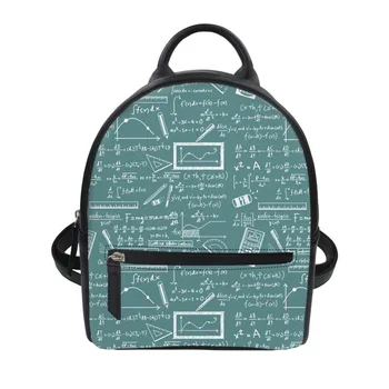 

THIKIN Female Backpack College Mini PU Small Backpack mathematical formula Printed School Bags For Teenage Girls Travel Mochila