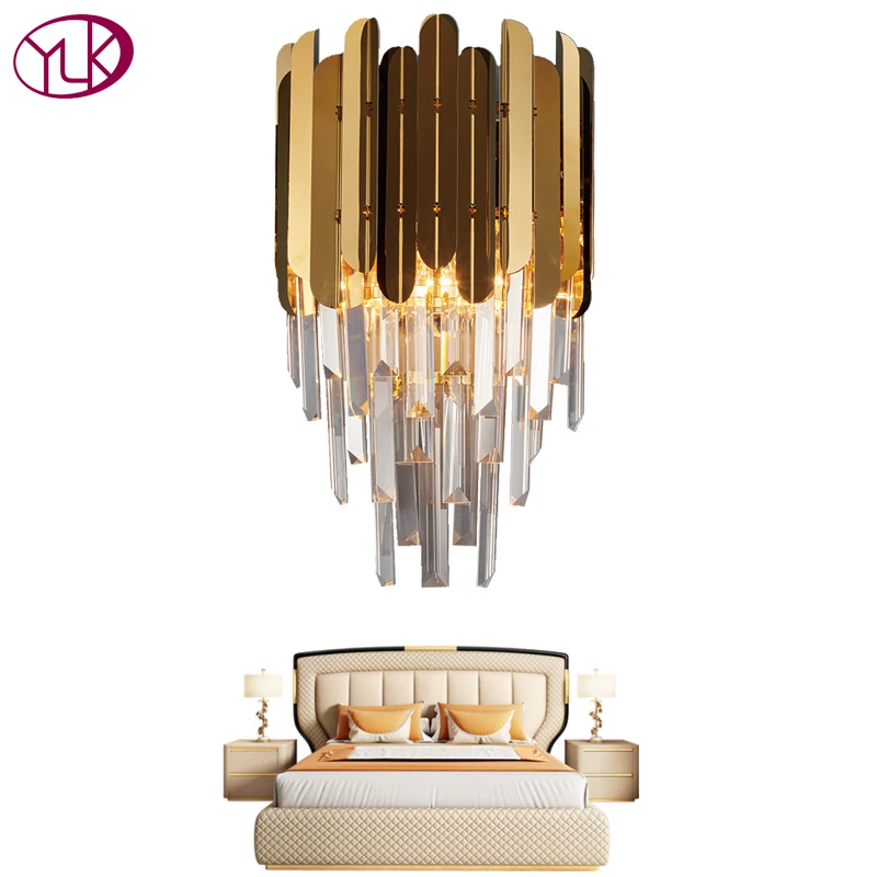 Youlaike Modern Wall Sconce Lamp Luxury Gold Wall Light Fixtures Bedside Living Room Wall Lamps ...