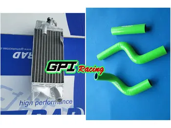 

NEW aluminum radiator &GREEN hose FOR KAWASAKI KX80 KX85 KX100 98-2013 2010 2012 2013