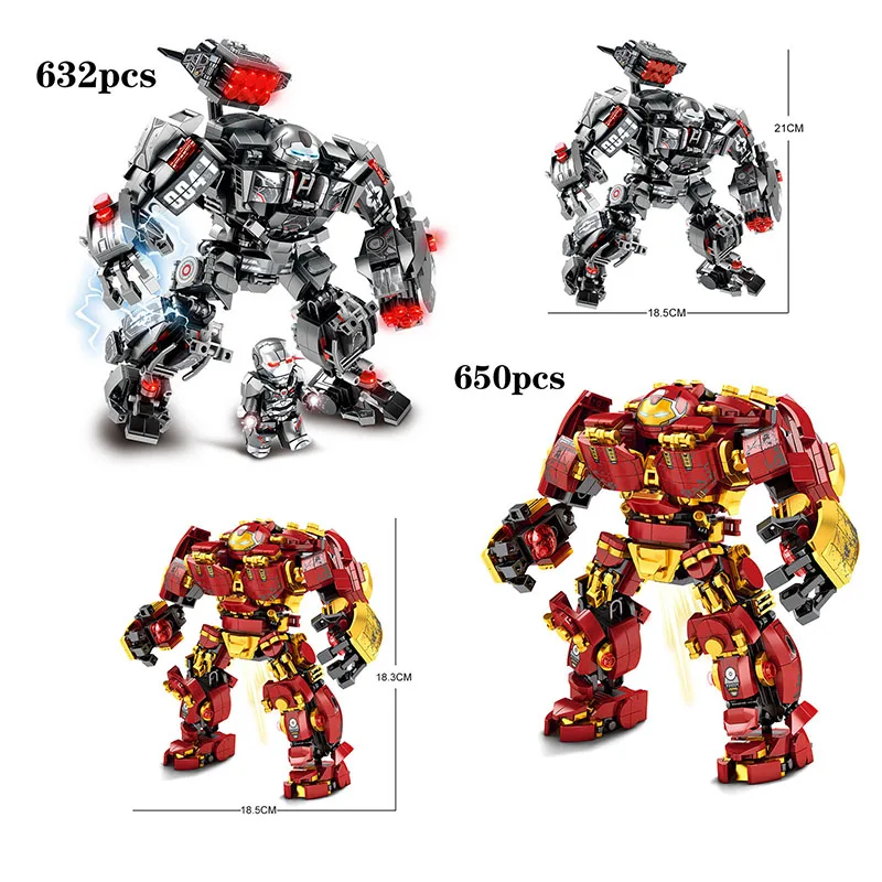 

Marvel Avengers Super Heroes Super Iron Man Hulkbuster Mech Armored warrior Building Blocks Toys For children Christmas Gifts