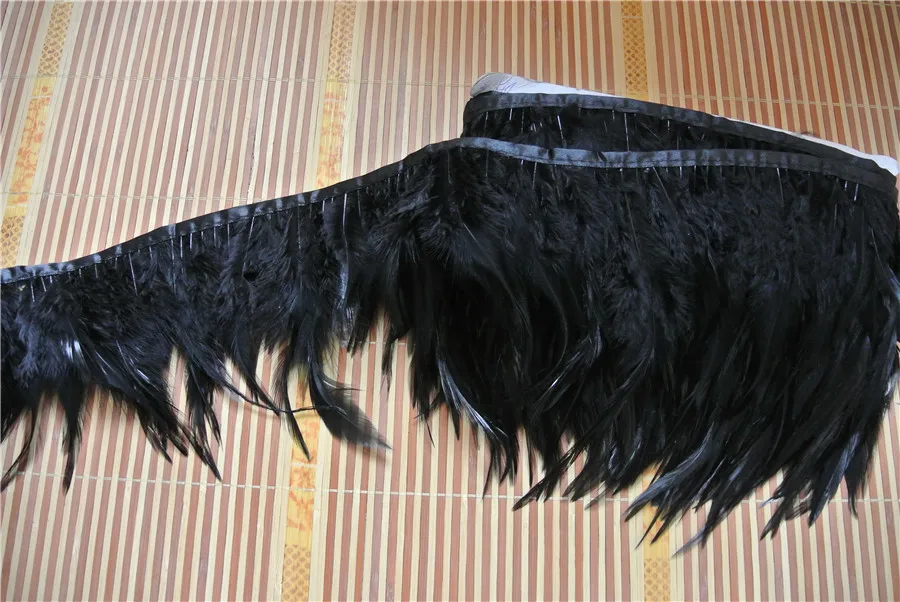 

10 yards Black Hackle feather fringe Hackle cock feather trim 4-6inch wide for wedding Crafts supply