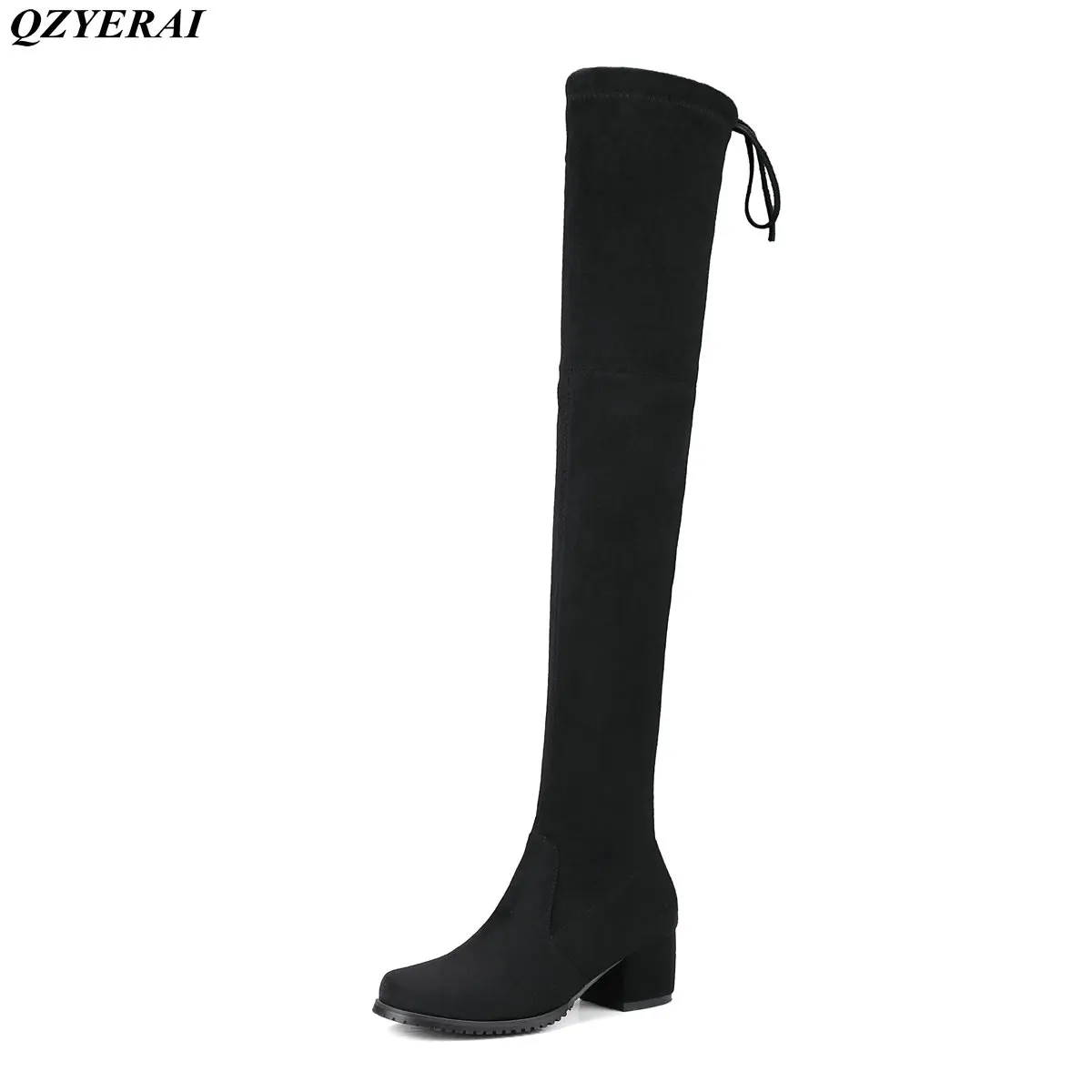 

QZYERAI New arrival middle heel to knee tall tube long boot thin belt female boots fashionable womens shoes European sexy style