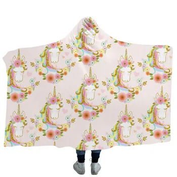Модное одеяло с капюшоном, единорог, Русалка, цветочное готическое, шерпа, флисовое, переносное, пледы, одеяло, 3D печать, микрофибра - Цвет: Черный