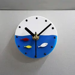 3D рыбки магнит на холодильник с часами Творческий Магнитная Наклейки средиземноморский круглый часы сообщение держатель Кухня