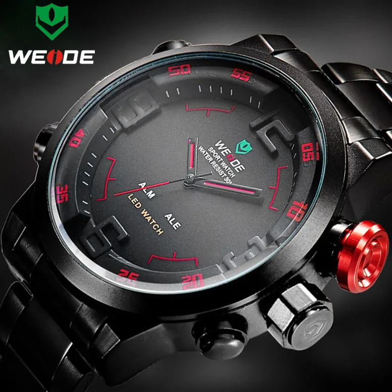 Часы WEIDE мужские из нержавеющей стали цифровые спортивные светодиодный