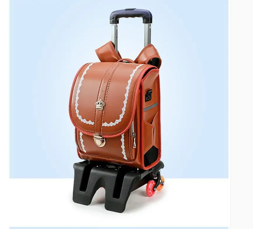 Японский Школьный рюкзак, детский ортопедический рюкзак на колесиках, детский японский рюкзак на колесиках из искусственной кожи, детский школьный рюкзак, сумки на колесиках