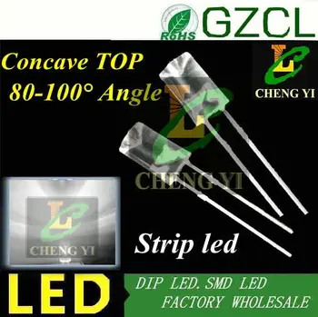 

1000 free shipping white 5mm strip led Concave dip led 6000-7000K 3.0-3.5V tree led diode