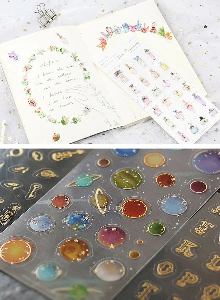 Милый дневник декоративные наклейки DIY Kawaii Винтаж планета цветок Скрапбукинг липкая бумага для детей студентов японские канцелярские принадлежности