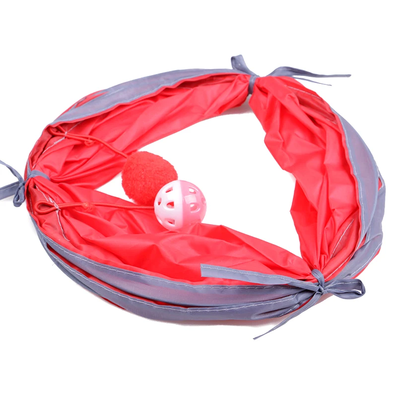 4 Colors MIni Lovely Cat Ring Paper Two way Tunnels Pet Training Supplies Foldable Kitten Tunnel Toy with Ball Tease Toy|toys toys|toys toys toystoys