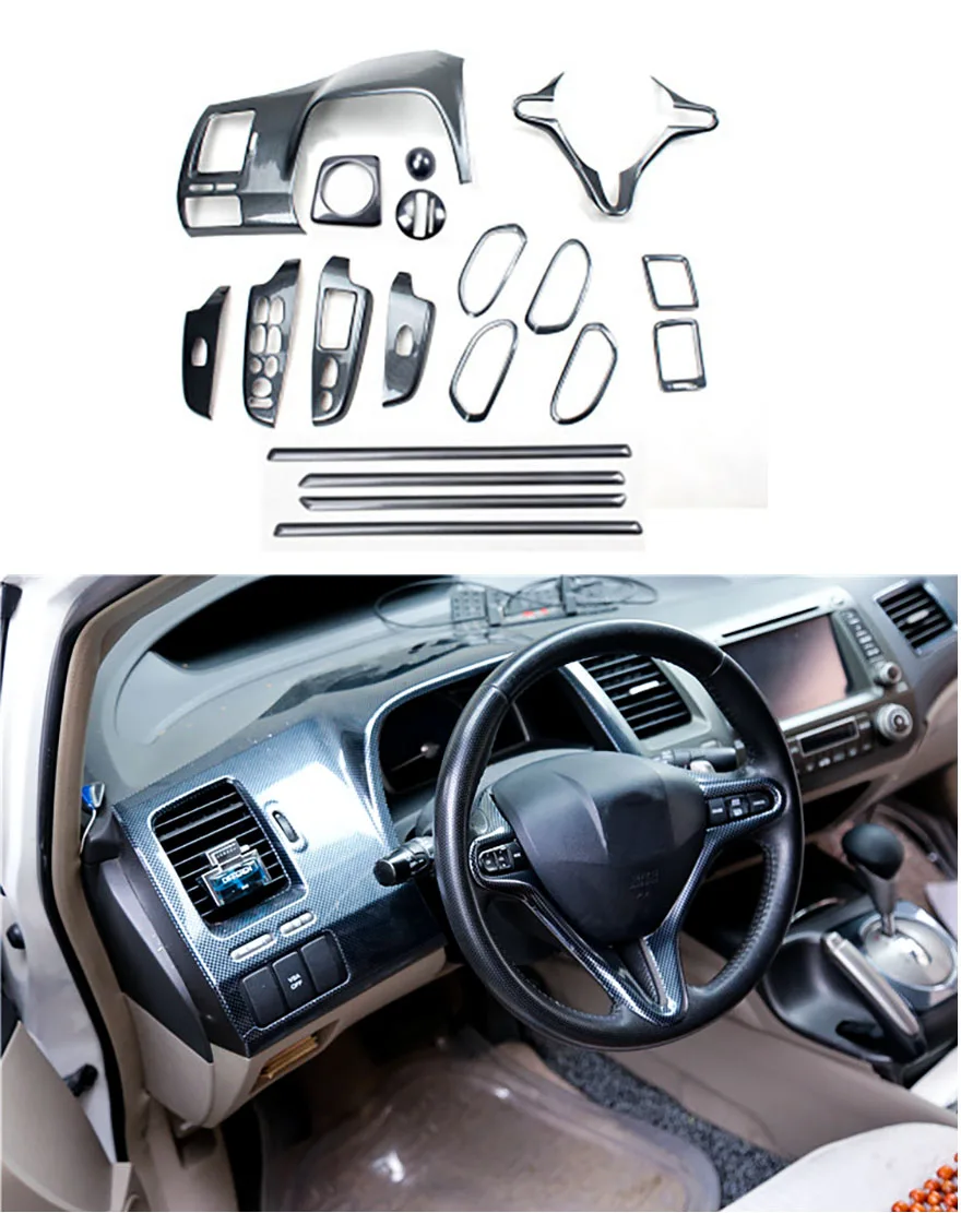 Для Honda Civic 2005 2006 2007 2008 2009 2010 2011 углеродное волокно внутренняя дверная ручка рамка крышка автомобильные аксессуары стиль