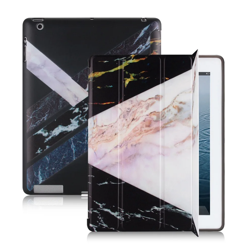 

Marble Style Magnetic Flip Soft Black Cover For iPad 2 3 4 Air Air2 Mini 1 2 3 4 Trifold Tablet Case for New iPad 9.7 Pro 10.5