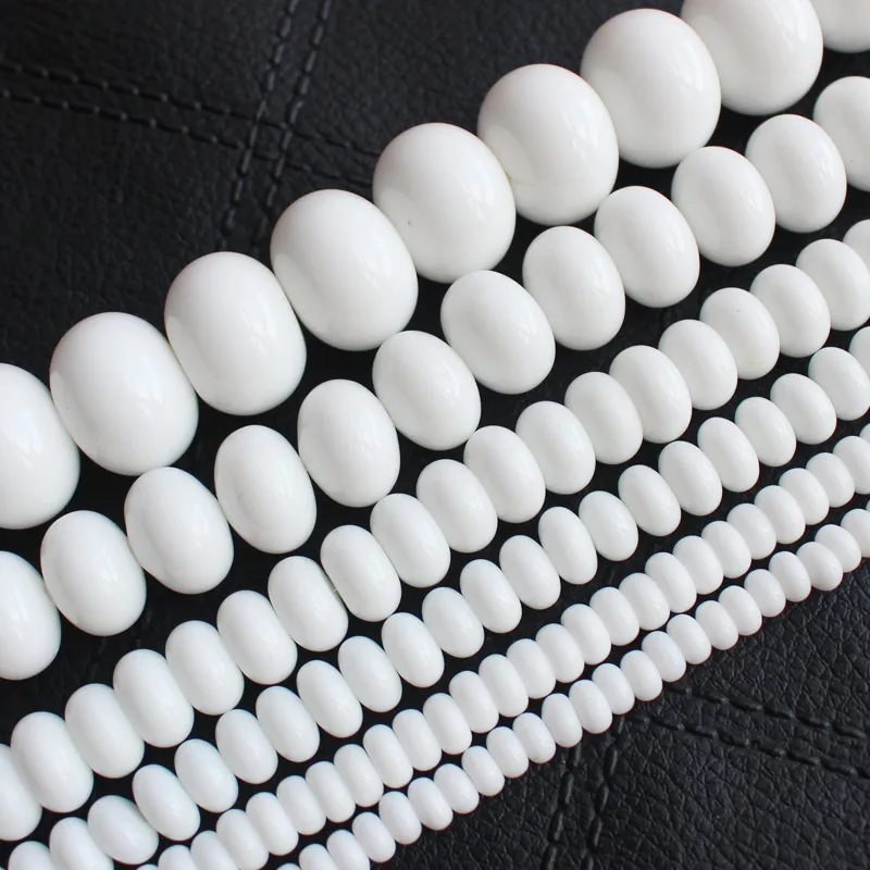 

White porcelain agates Rondelle shape Loose Beads 15 inch per strand
