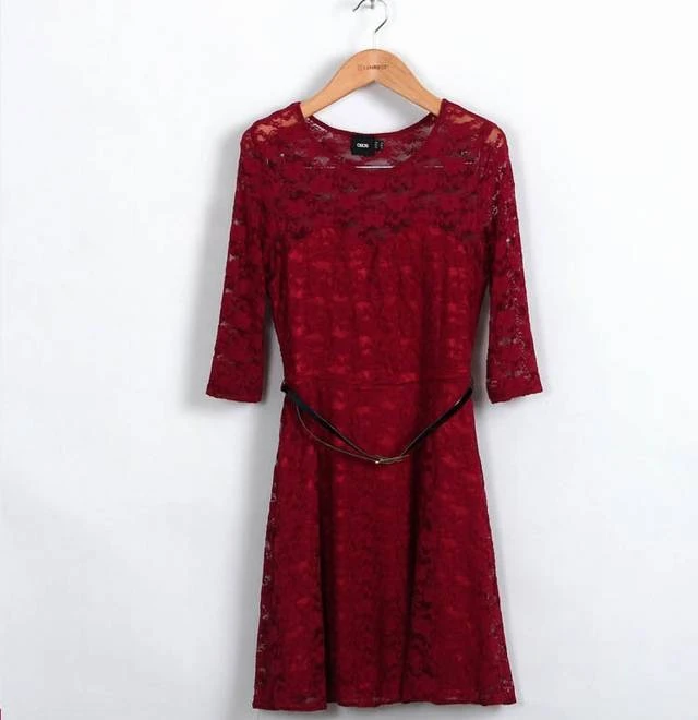 Женское летнее платье, мода, кружевное, стильное, обтягивающее, подходит ко всему, приталенное платье,,, Vestidos GZ003 - Цвет: Wine red