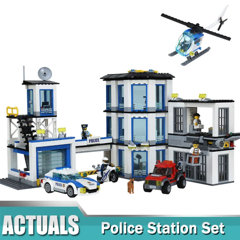 

965Pcs City Series The New Police Station Set Compatible Legoinglys Self-Locking Building Blocks Bricks Toys for Children