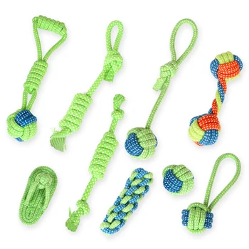 

Non-toxic Material Dog Toys Dogs Chew Teeth Clean Interactive Fun Playing Green Rope Ball Toy For Large Small Dog Pet Supply