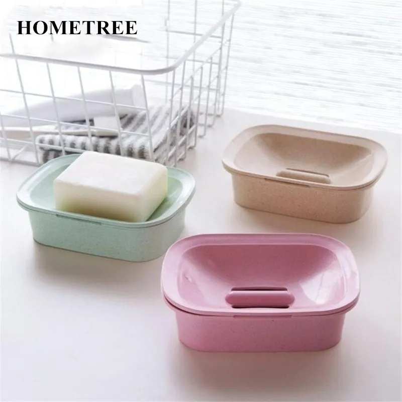 

HOMETREE Nordic double layer Soap Dish Case Holder Wash Wheat Straw Material Shower Home Bathroom Accessories Set Soap Dish H52