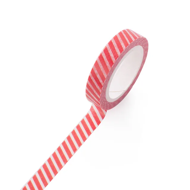1PC 8mm*7m Label Stationery Red Black Dot Stripe Washi Tape Decorative
