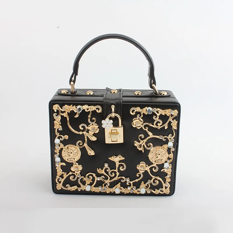 Fashion Women Evening Bag 2019 Ladies Pu Leather Clutches Box Elegant Shoulder Bag Crossbody Wallet Flower Metal Hasp Handbag Fashion Women Evening Bag 2019 Ladies Pu Leather Clutches Box Elegant Shoulder Bag Crossbody Wallet Flower Metal Hasp Handbag