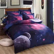 2016 New Galaxy 3D Bedding Sets Universe Outer Space Duvet cover Bed Sheet Bedlinen Pillowcase 4/3pcs Bedclothes Twin Queen Size