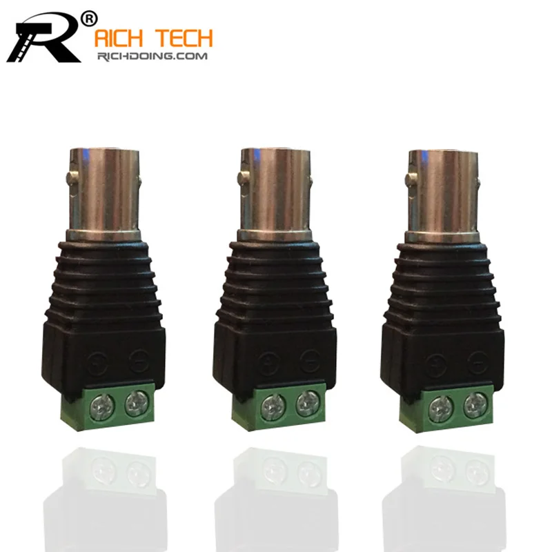 3PCS LOT COAXIAL BNC JACK CONNECTOR TO GREEN TERMINAL BLOCK COAX CAT5 TO CCTV CAMERA SYSTEM