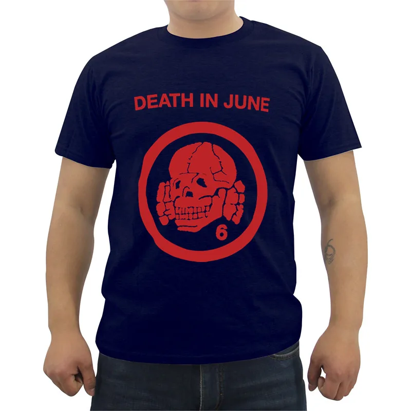 Футболка Impact Death In June Skull 6 футболка с мультяшным персонажем летняя Мужская хлопковая футболка с коротким рукавом Забавные футболки - Цвет: Navy